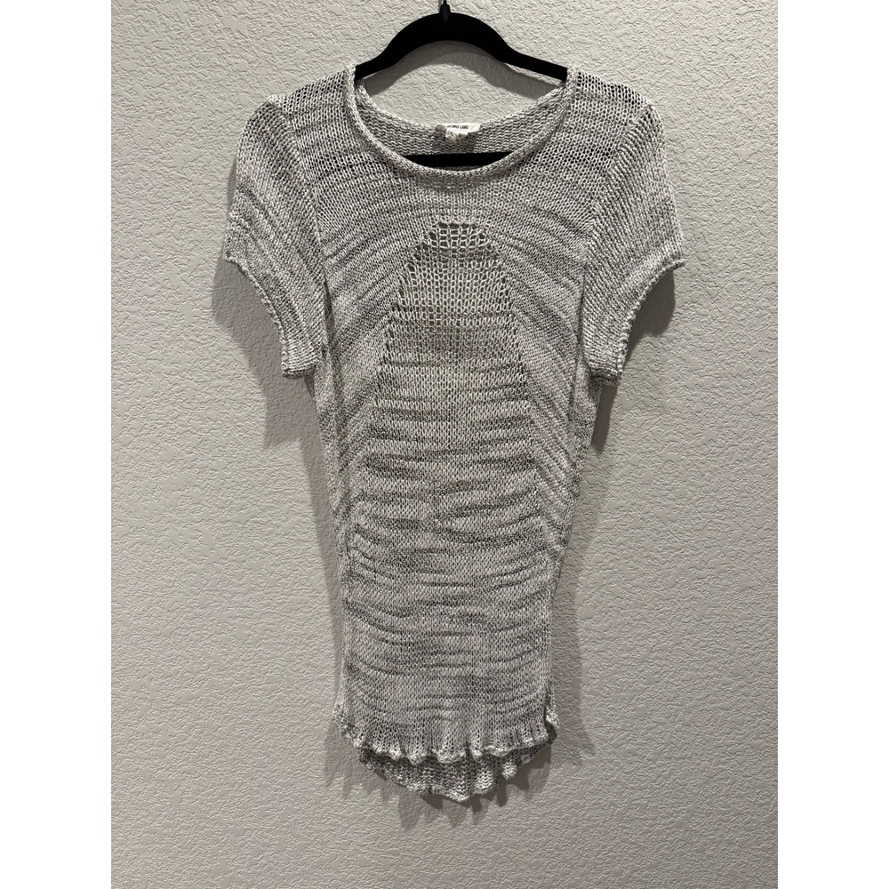 Helmut Lang Italian Yarn Marled Short Sleeve Top in Gray Size M - Picture 2 of 4